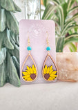 Peeking Sunflower Teardrop Earrings