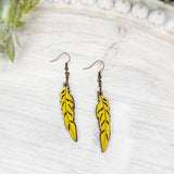 Yellow Feather Earrings