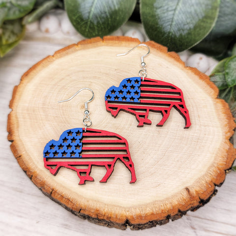 Patriotic Bison Earrings