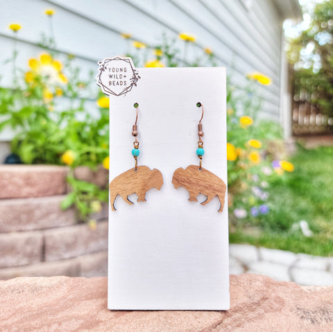 Bison Silhouette Earrings