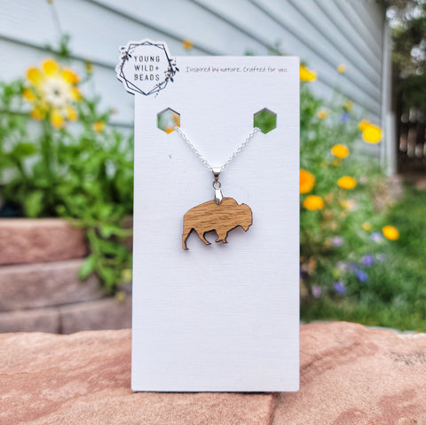 Bison Silhouette Necklace