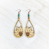 Peeking Sunflower Teardrop Earrings