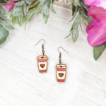 Painted Heart Latte Earrings