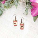 Painted Heart Latte Earrings