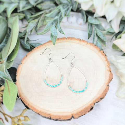 Turquoise Wrapped Teardrop Earrings